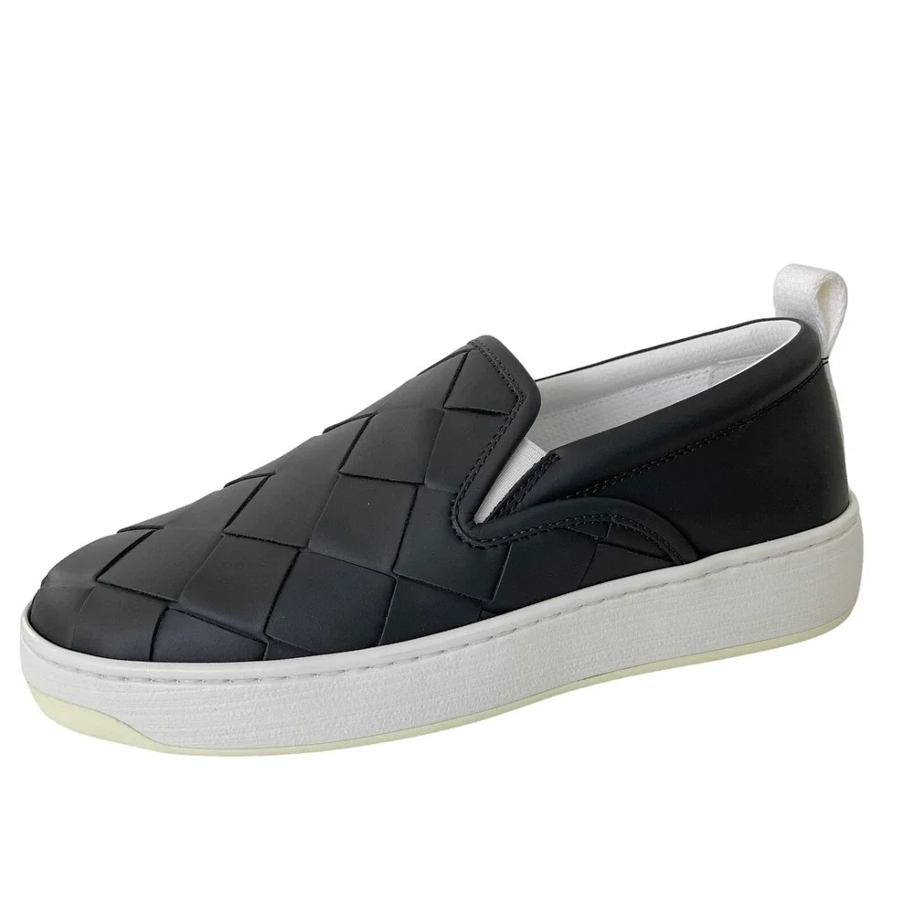 Bottega Veneta 578303 Women's Ardoise Leather intrecciato Loafers shoes, 38‎